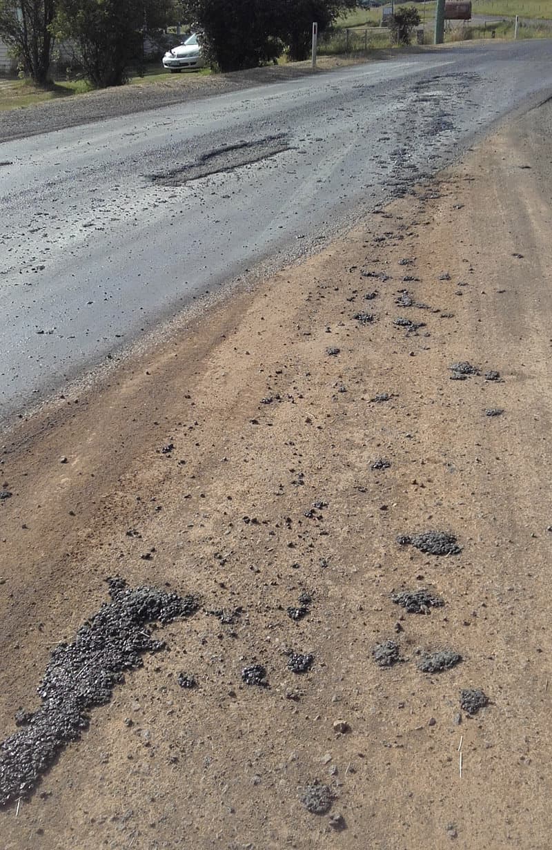 This road in the Huon Valley, near Judbury, melted in late November 2017